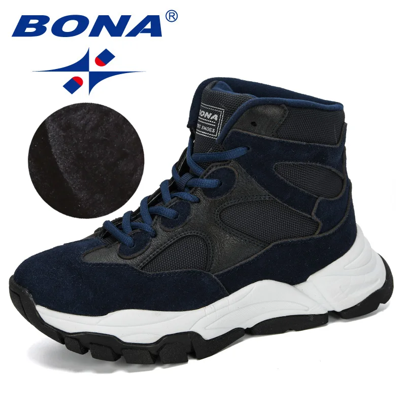 Deep blue BONA/Новинка года; дизайнерские женские ботинки на плоской подошве; зимняя модная обувь; зимние сапоги; женские водонепроницаемые резиновые сапоги; женская повседневная обувь - Цвет: Deep blue