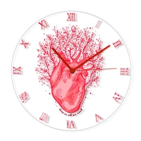 flowers heart modern design wall clock medical anatomical cardial surgery home decor tattoo design organ artwork doctor watch