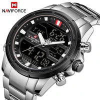 2021 naviforce quartz wrist watch for men casual business stainless steel waterproof luminous week display big dial mens watches