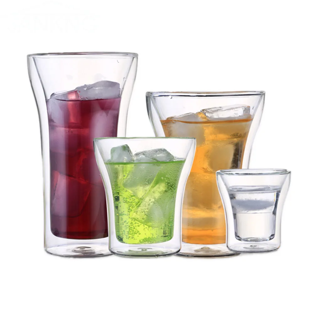 1 шт. 80 мл двойные стеклянные прозрачные термостойкие мини чашки для чая и