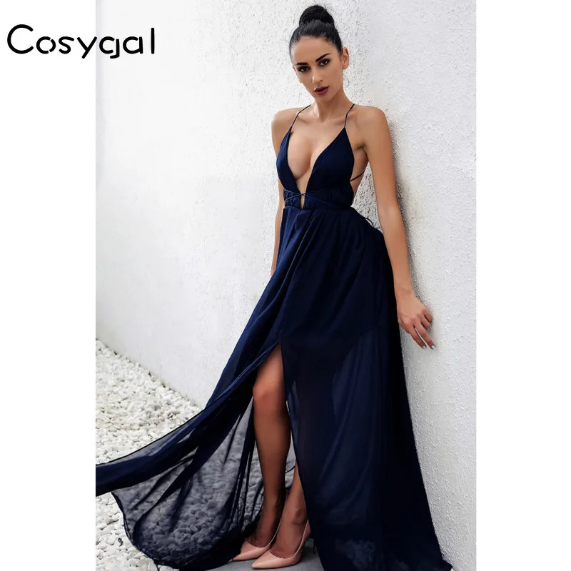 COSYGAL однотонные на бретельках летние платья для женщин 2021 Боковой разрез