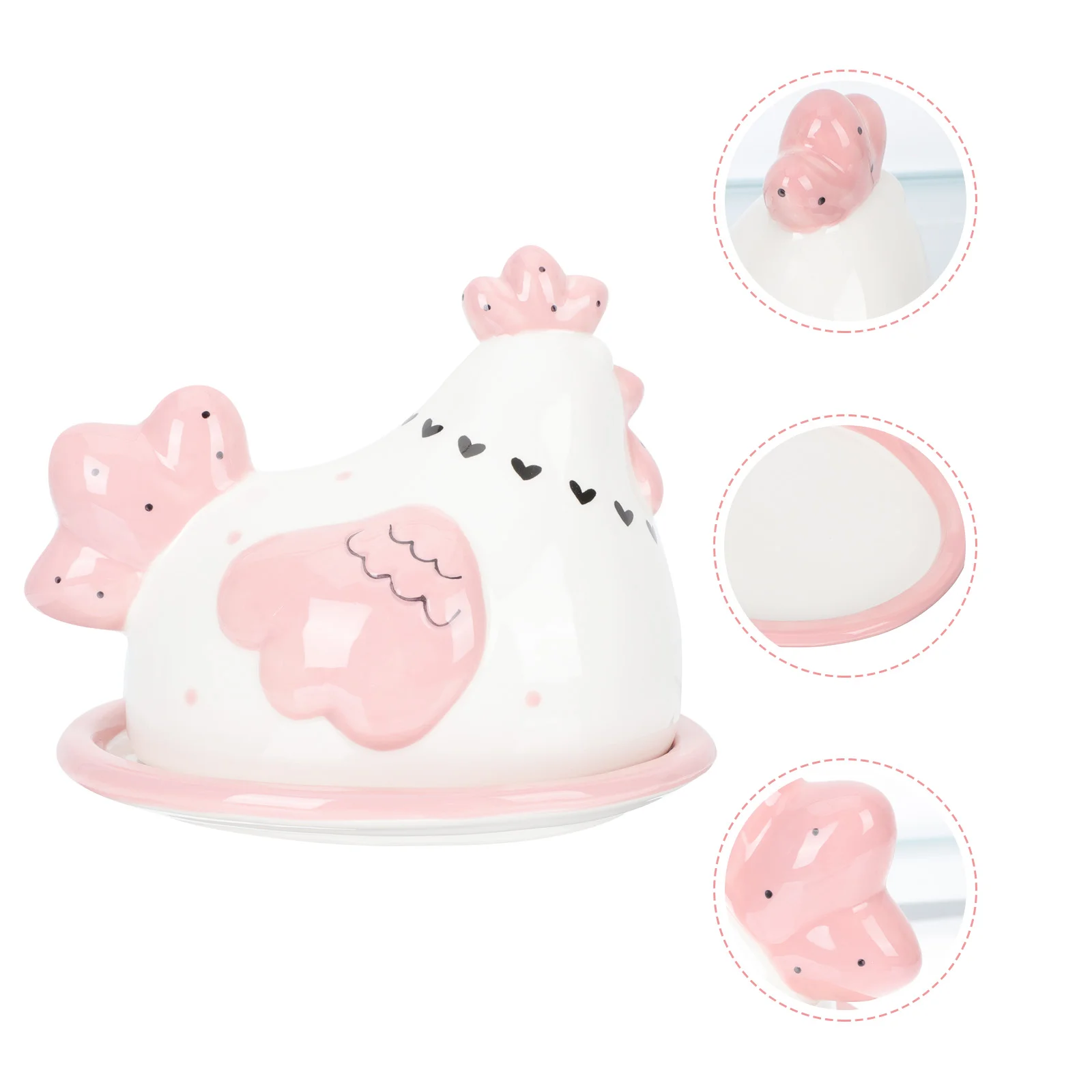 

1Pc Embossed Chick Shaped Butter Tray Ceramic Snack Dessert Plate Butter Case