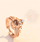 Кольцо с проекцией Я люблю тебя, розовое золото, разные цвета, Корона 100, свадебные украшения для женщин, подарок