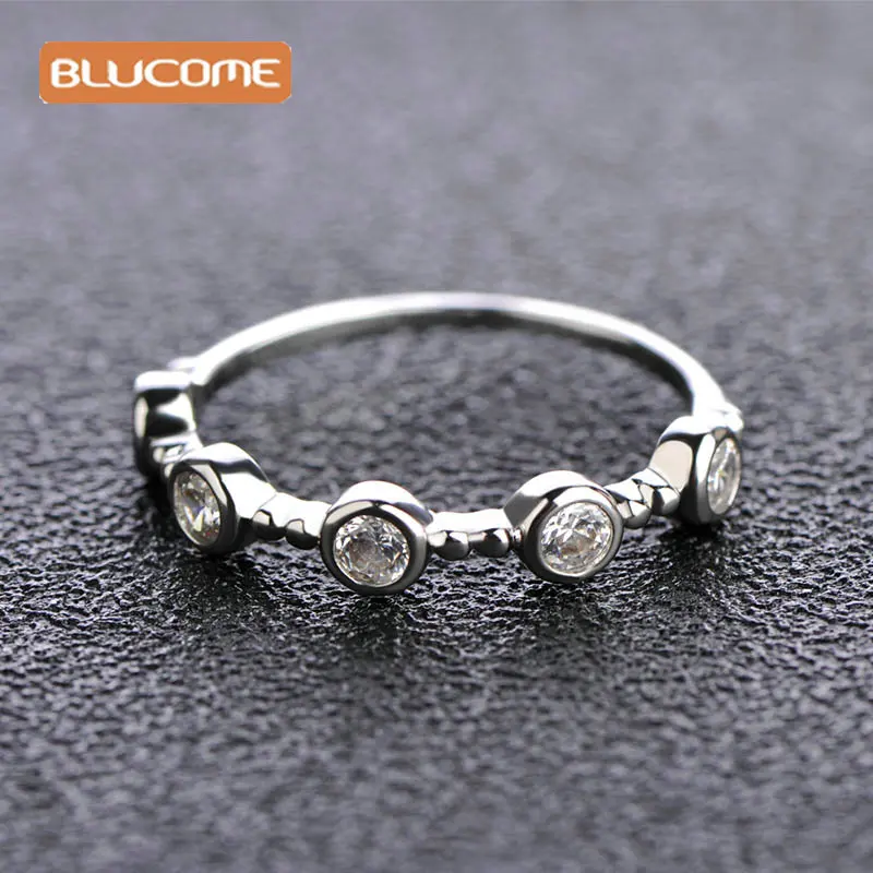 

Blucome 2021 New Style Copper Zircon Lovers Rings For Wedding Engagement Simple Rhinestones Thin Ring Jewelry Small Size Ring