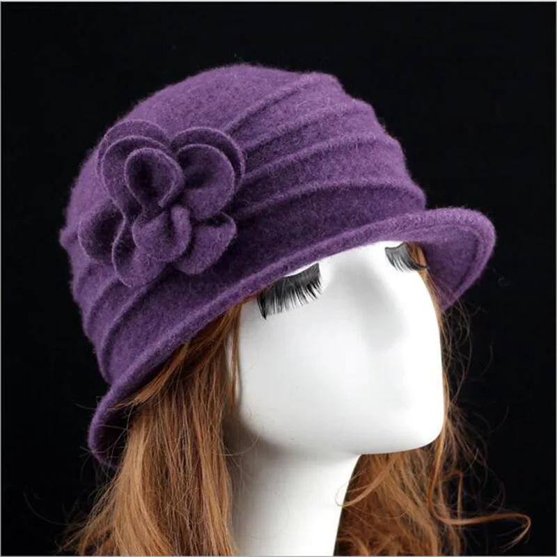 Цветочная новая секция 100% шерстяная шапка сезон осень зима женская мягкая