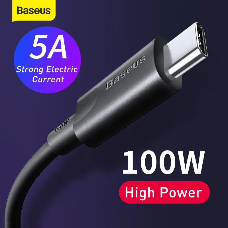 USB кабель Baseus 100 Вт Type C для быстрой зарядки MacBook Pro Кабель Type-C Samsung S20 S10 Huawei P40 |