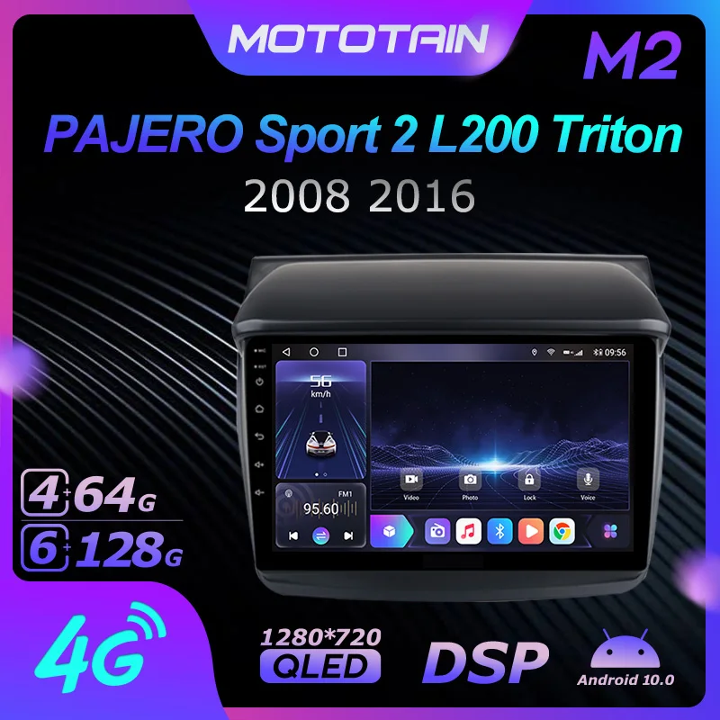 

Автомагнитола 2 Din Mototain для Mitsubishi PAJERO Sport 2 L200 Triton 2008 2016 Android 10,0, мультимедиа 4G LTE 6G 128G