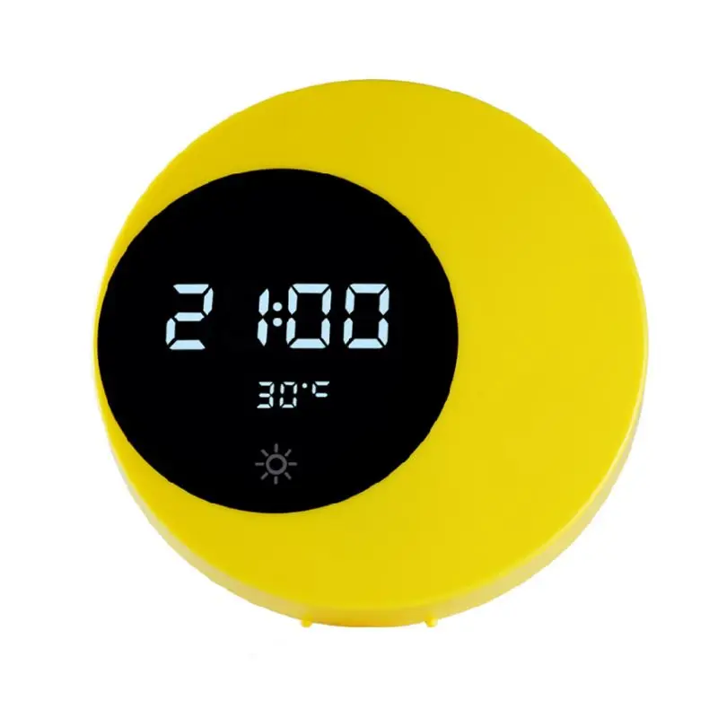 

Night Light Digital Timer Thermometer Motion Sensor Moon Shape 3 Brightness 4 Alarms Tap Switch Desk Lamp for Home
