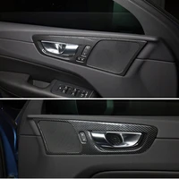 4pcs carbon fiber style inner handle panel trim frame for volvo xc60 2018 abs car doorknob decorative cover sticker