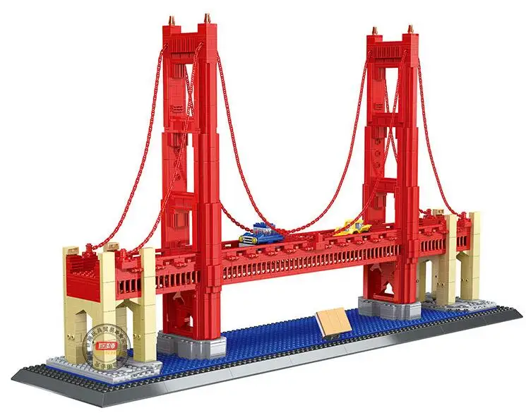 

1977Pcs Street View Series Golden Gate Bridge Model boy Building Blocks set Bricks Children For Toys Christmas birthday Gifts