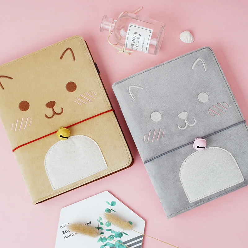 Плюшевый блокнот с кошкой дневник канцелярские принадлежности дорожный планер