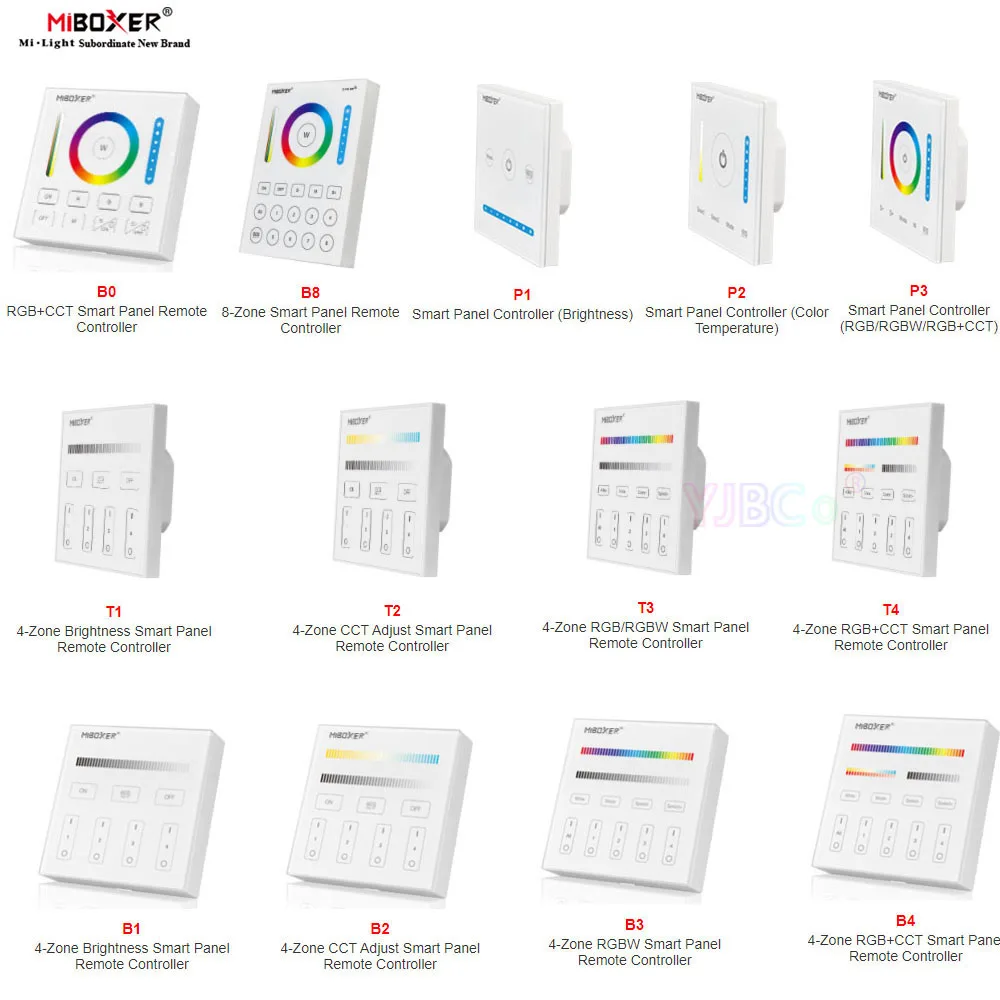 

Miboxer Smart Touch Panel Dimmable Dimming/CT/RGB/RGBW/RGB+CCT LED Strip Light Controller 2.4G wireless Remote Milight