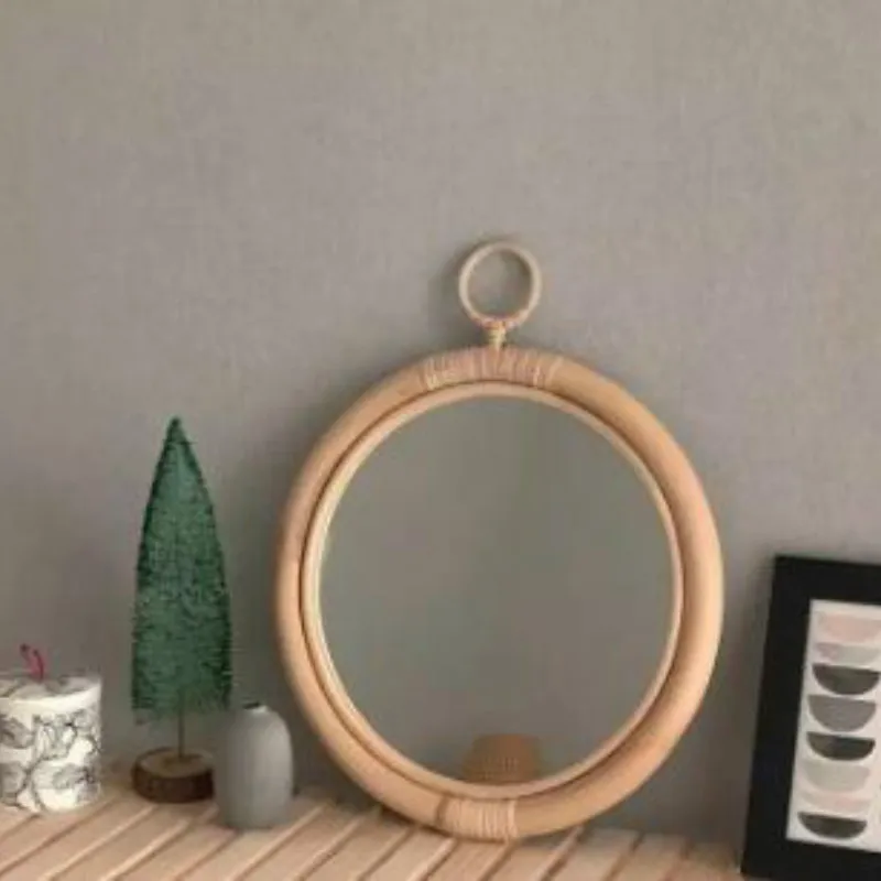 

Висячее зеркало ручной работы из ротанга и бамбука в стиле ретро, LX102922