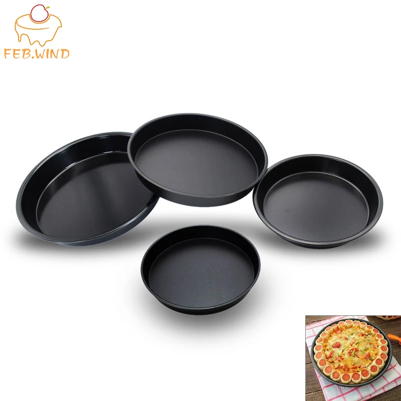 FEBWIND круглая глубокая сковорода для блинов антипригарная пиццы из углеродистой