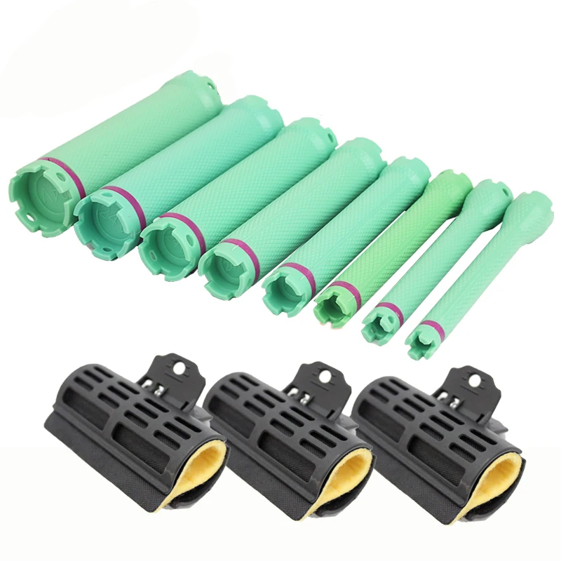 10pcs 24V Digital Hair Hot Perm Rods & 10pcs Heat Retaining Sponge Clips Set Electirc Curl Bars Rollers Curlers with Clamps 1292