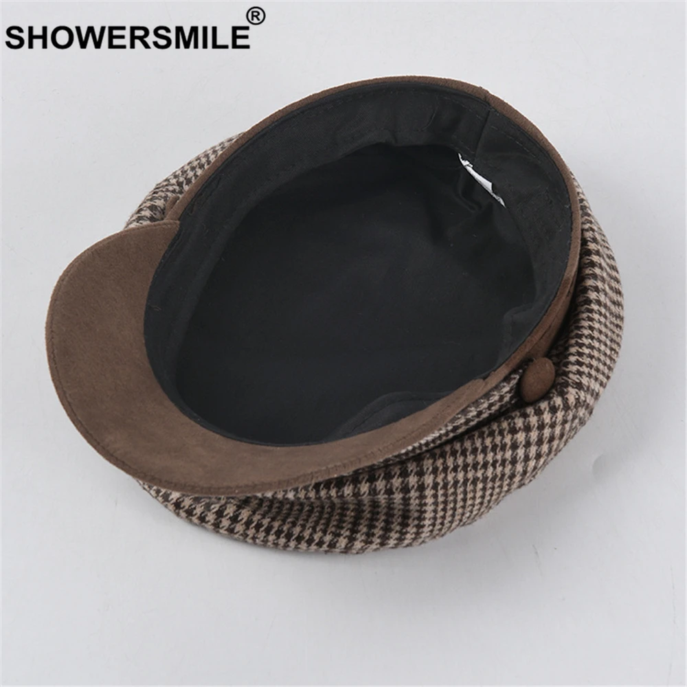 SHOWERSMILE черные клетчатые женские шапки в стиле ретро Матросская шапка Женская