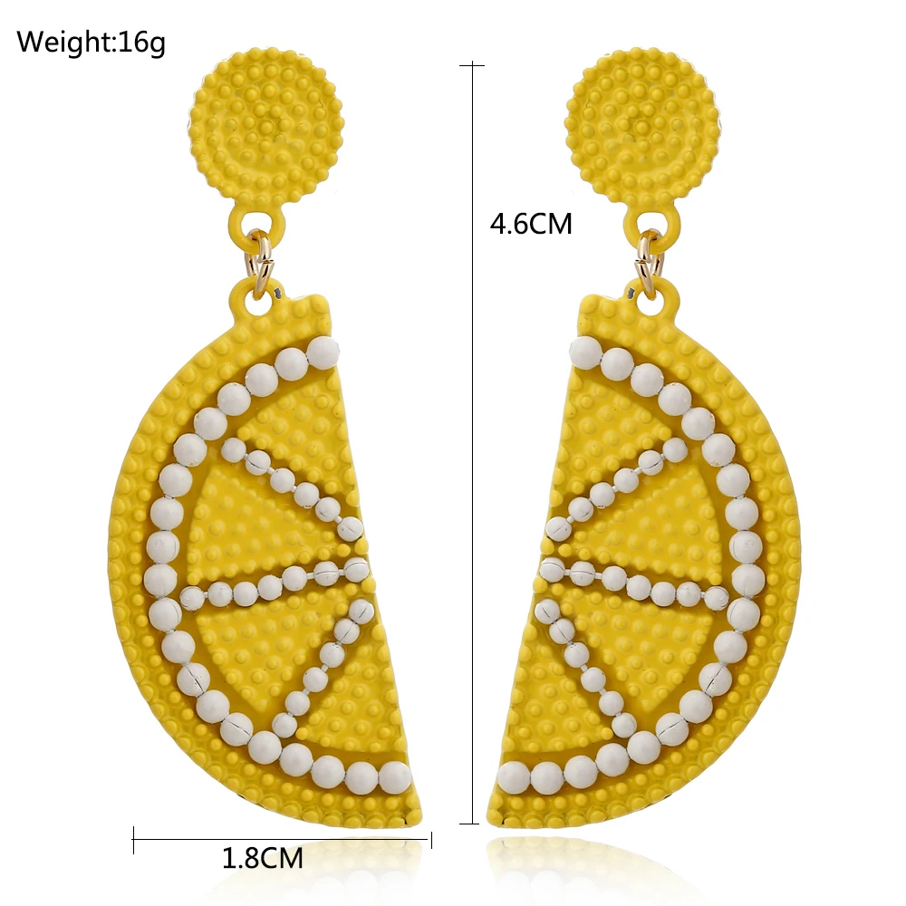Летний Новый дизайн тропические фрукты желтый лимон бусы серьги с подвеской для