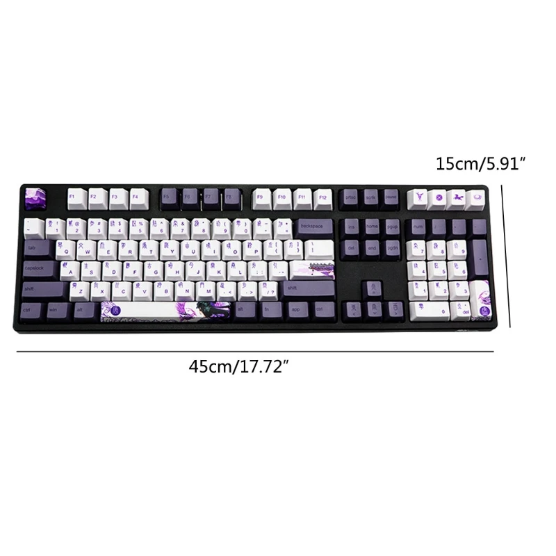 

27RA 113 Keys Purple Datang Keycap PBT Sublimation Keycaps OEM Profile Mechanical Keyboard Keycap Chinese Style GK61 GK64