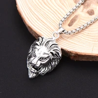 new style fashion animal lion king roar pendant necklace for men punk gothic jewelry necklace accessories