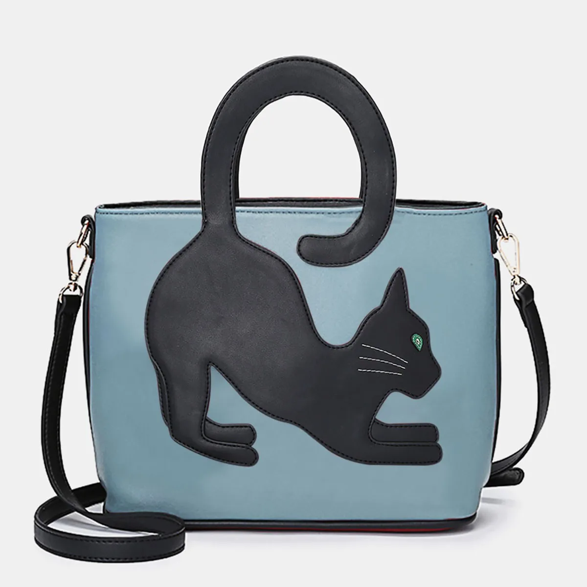 

Women Cat Pattern Handbag Crossbody Bag Women's Cat Tail Patterned Handbag PU Leather Shoulder Messenger Bag Zipper Briefcase
