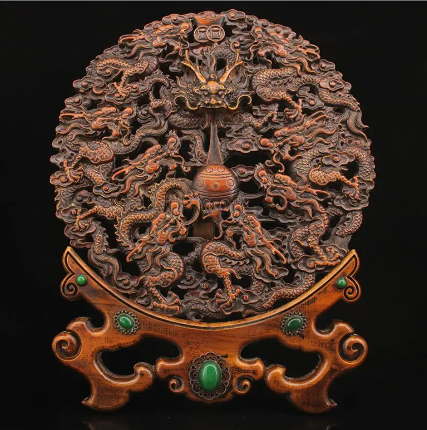 

Boxwood crafts, Wenwan, creative crafts, gift ornaments, old antique Kowloon screen ornaments