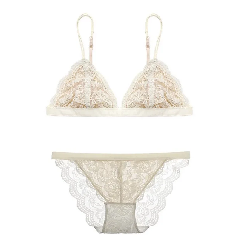 

Кружевной тонкий бюстгальтер, треугольный женский Мягкий Бесшовный Привлекательный бюстгальтер с открытой спиной и красивой спиной, компл...