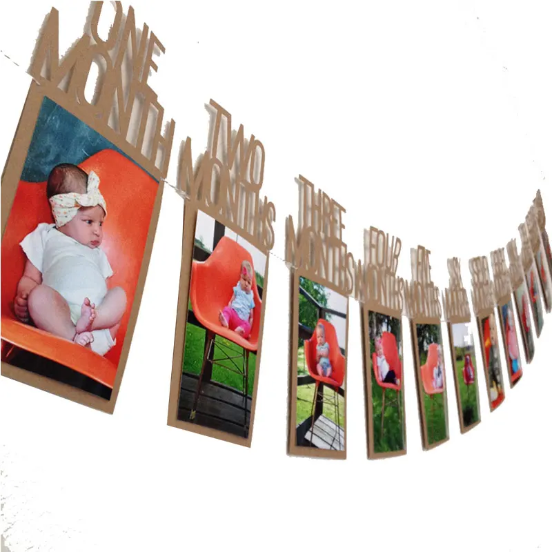 

1 Set New Happy Birthday Photo Banner Birthday Party Decoration Baby Shower First 1st Birthday Flags ONE Year Bunting Garlands