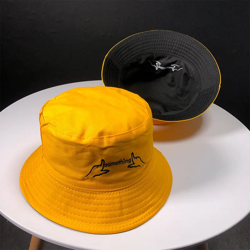 

2020 Cotton Black and White Letter Embroidery Bucket Hat Fisherman Hat Outdoor Travel Hat Sun Cap Hats for Men and Women 189