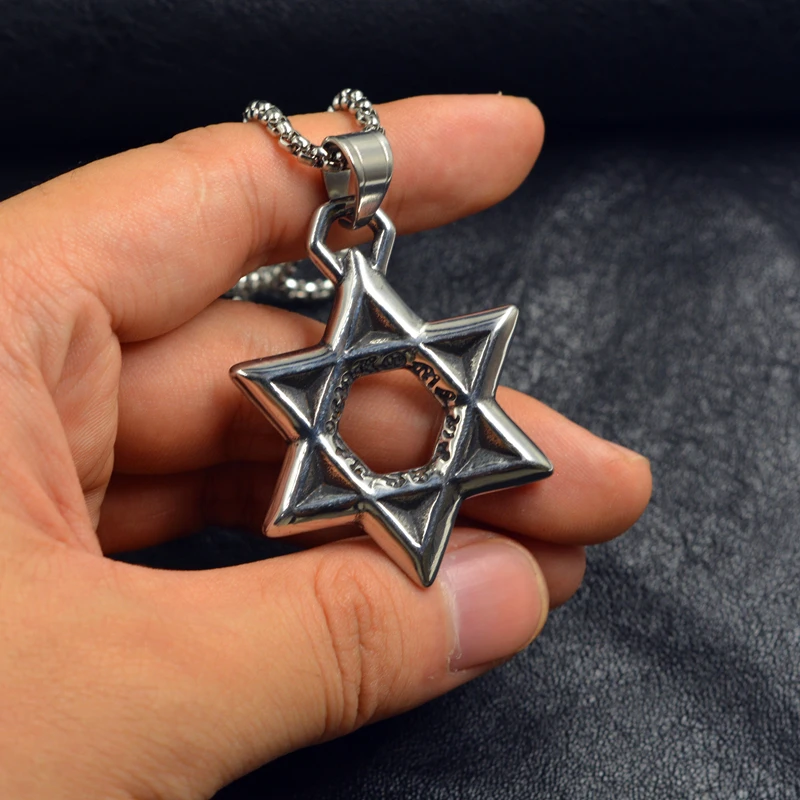 Серебряный цвет классический гексаграмма ожерелья с подвесками для мужчин