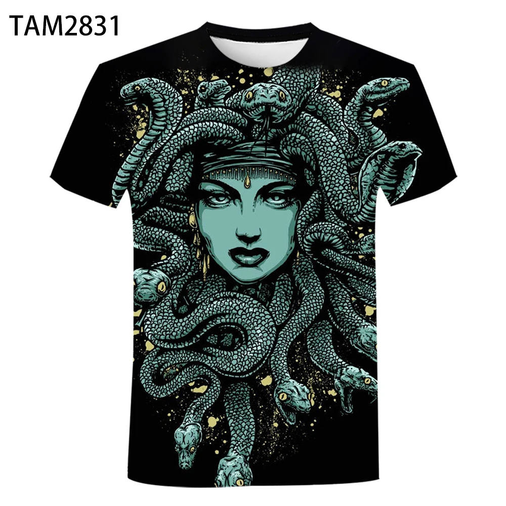 Мужская и женская футболка с 3d-медузой Повседневная принтом коротким рукавом