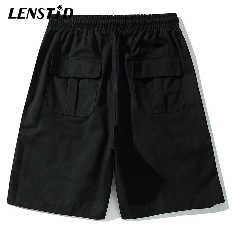 Шорты карго LENSTID в стиле хип хоп с вышивкой Харадзюку Фениксом джоггеры карманами