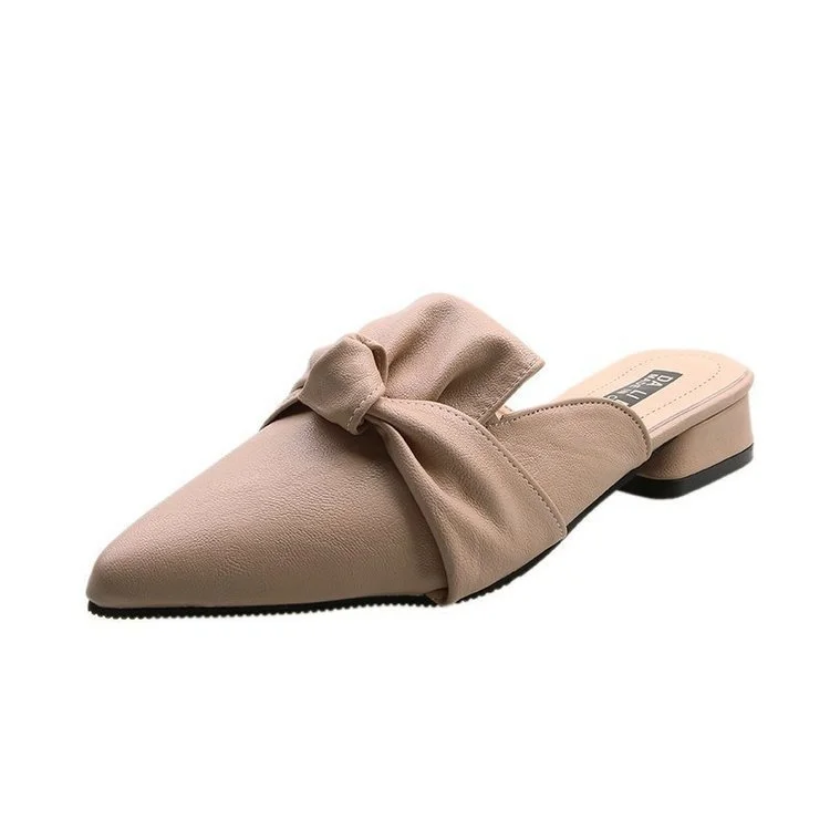 Тапки женские с острым носком плоская подошва полутапочки крутые лето | Обувь