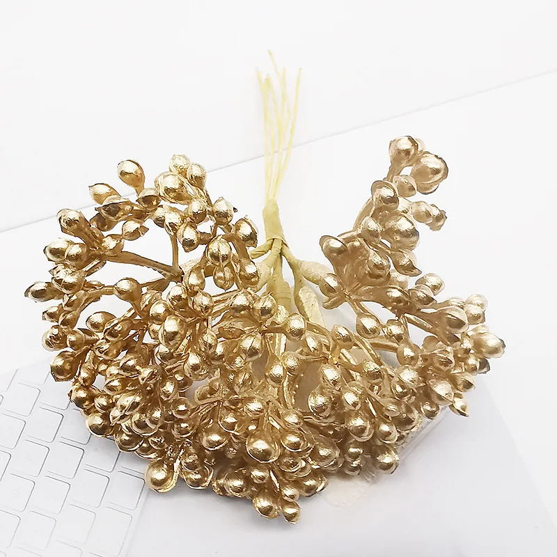 6 шт. Stamen фрукты Искусственные Рождественские цветы для украшения свадьбы diy ВЕНОК ручная вышивка подарок коробка искусственный цветок для альбомов
