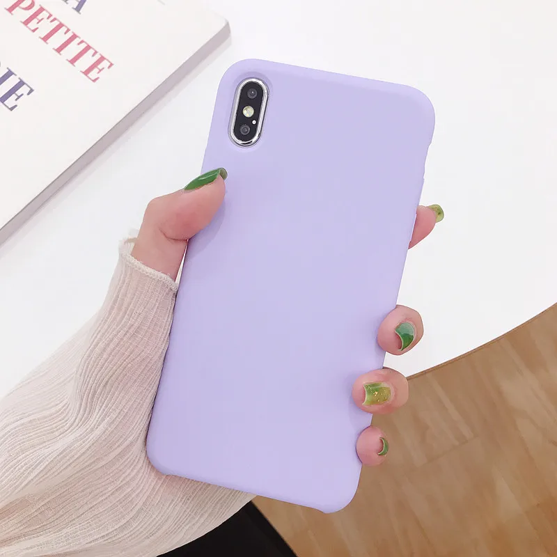 Light purple Жидкий силиконовый чехол для iPhone 7, 8, 6, 6s Plus, устойчивый к царапинам, защитный чехол для iPhone 11 Pro Max XR X XS Max, чехол - Цвет: Light purple