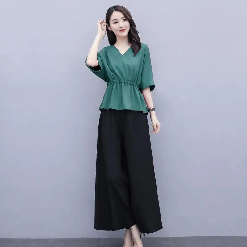 Женский шифоновый костюм Новинка лета 2022 топ с коротким рукавом для отдыха