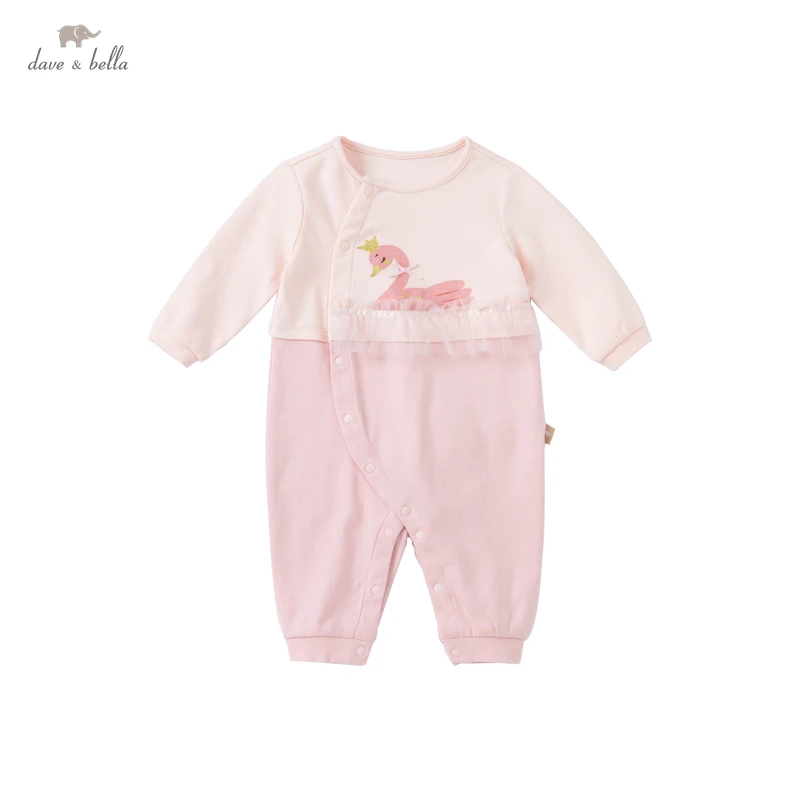 

DBH18005 dave bella autumn new born baby girls fashion bow cartoon jumpsuits infant toddler clothes children romper 1 piece