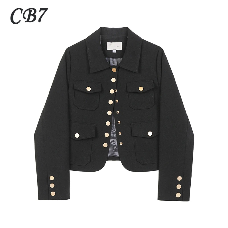 

Женский короткий пиджак, элегантный однобортный пиджак с длинным рукавом в Корейском стиле, Осень-зима