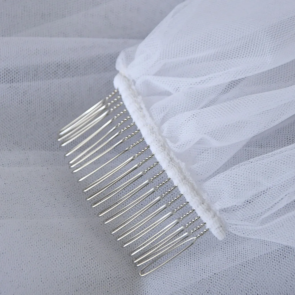 

V26 Hot Sale Lace Edge White Ivory Two Layer Wedding Veil Short Bridal Veil Cheap Wedding Accessories Bride Veils Real Photos