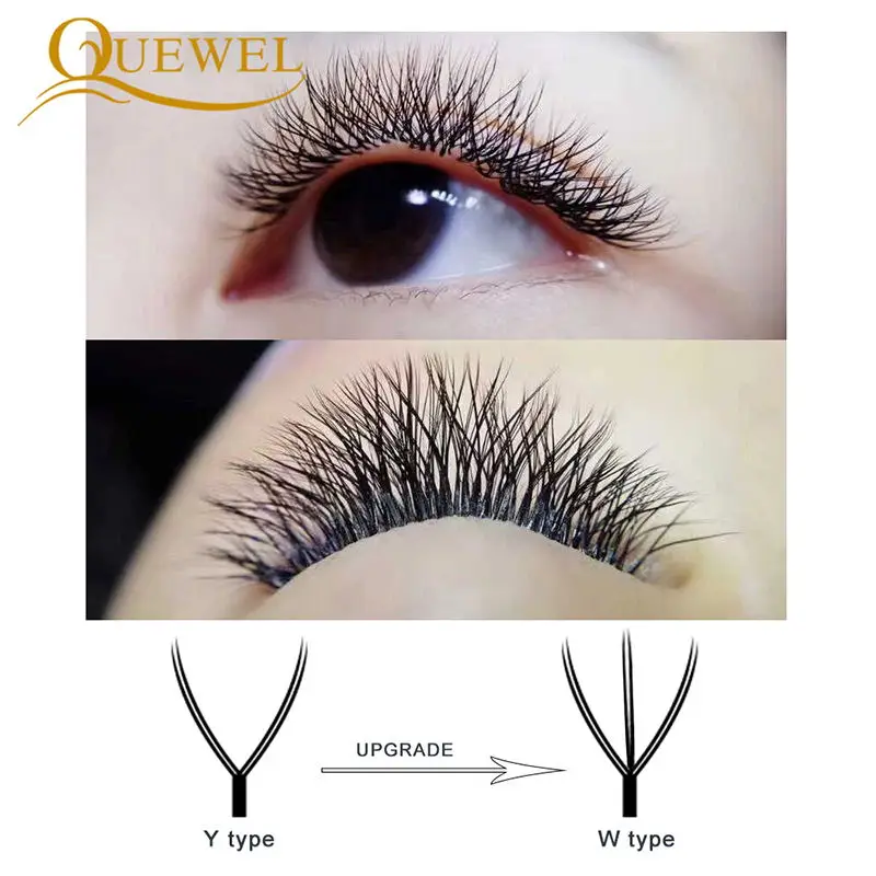 Quewel W Shape Индивидуальные объемные ресницы Style двойные накладные C/D Curl Новые