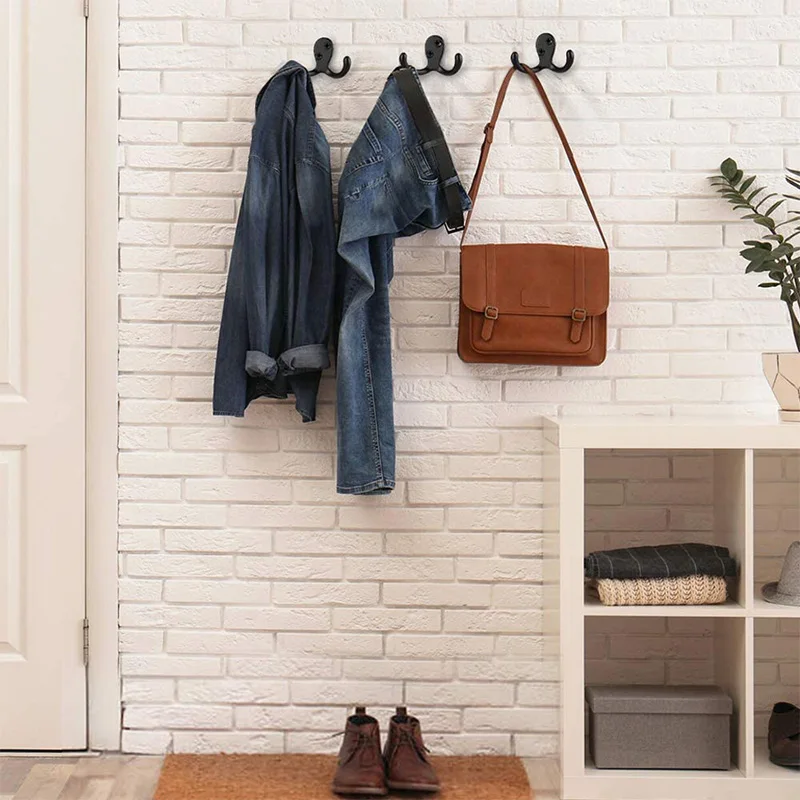 

15 Pack Coat Hooks Wall Mounted, Dual Prong Wall Hook with 30 Screws, Matte Finish Towel Hook Robe Hook