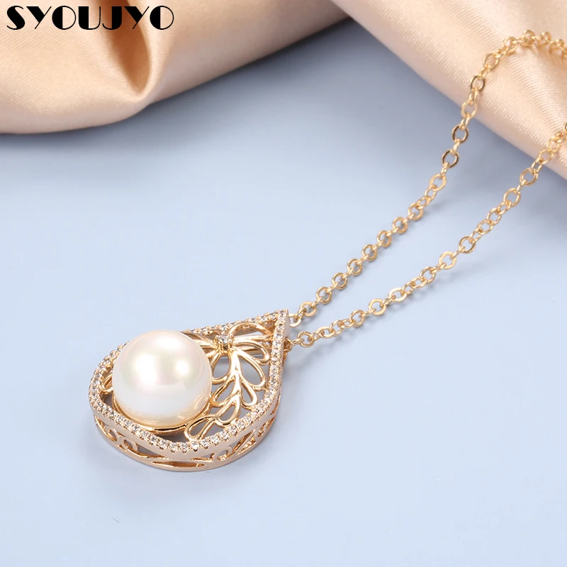 Женское ожерелье из розового золота 585 пробы с натуральным жемчугом | Украшения и