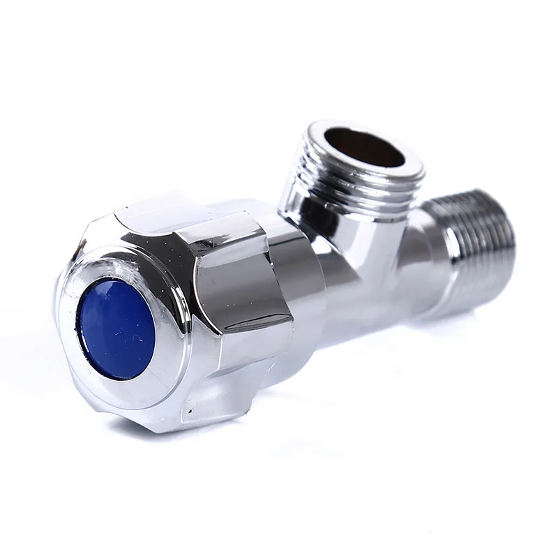 Трехходовой угловой клапан медный треугольный взрывозащищенный сердечник синий