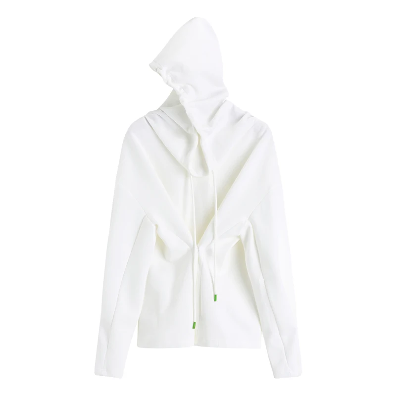 

LANMREM 2021 Spring Autumn New Hooded Collar Loose Fashion Loose Sleeve Button Loose White Color Sweatshirt For Women 2A3212