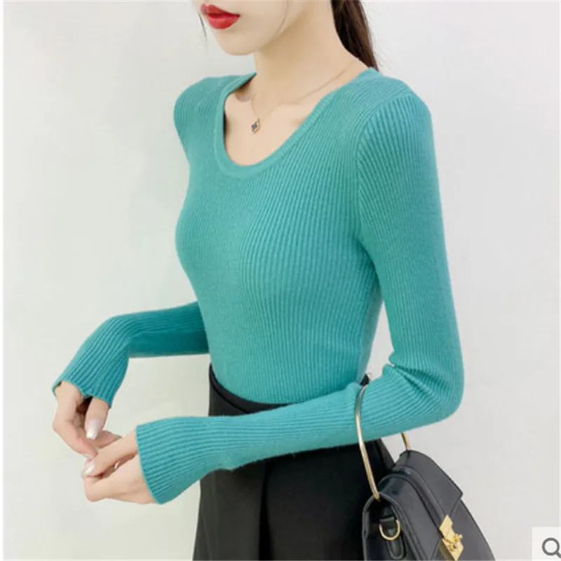 

2020 Women Solid O-neck Slim Warm Soft Bottoming Sweater Girls Jumper For Female Girls