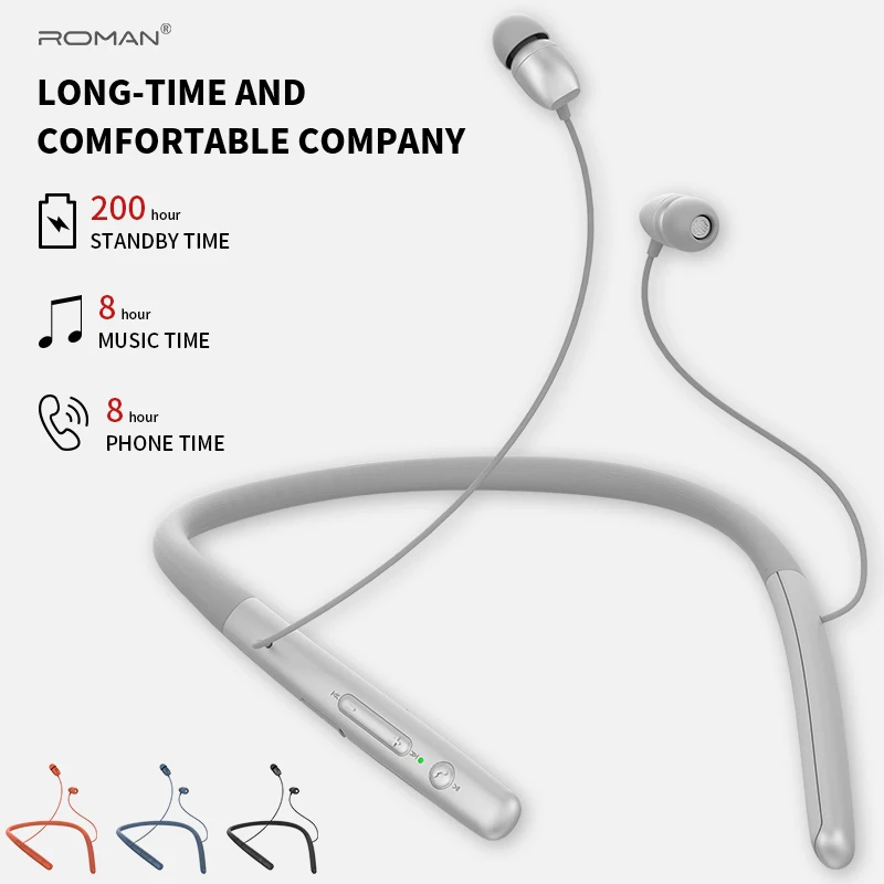 roman z7000a bluetooth earphone wireless headphones running sports bass sound cordless ear phone with microphone with packing free global shipping