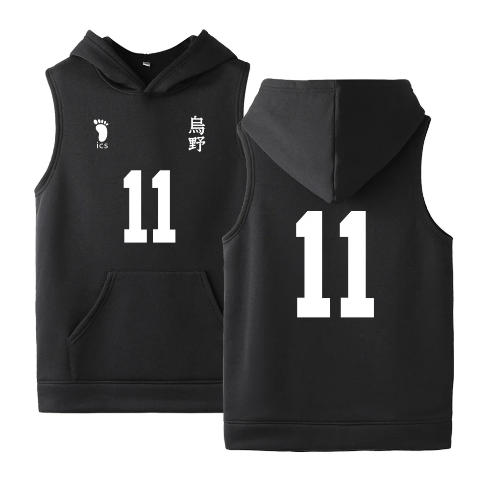 

Anime Haikyuu Peripheral Printing Men's and Women's Sleeveless Hooded Sweater Spring and Autumn Trendy Jacket