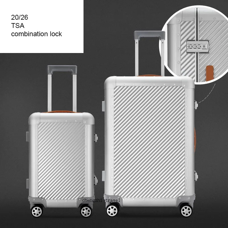 TAS LOCK Model B Carrylove 2" 26" дюймов Алюминиевый Чемодан check in spinner багажная сумка на колесиках - Цвет: TAS LOCK Model B