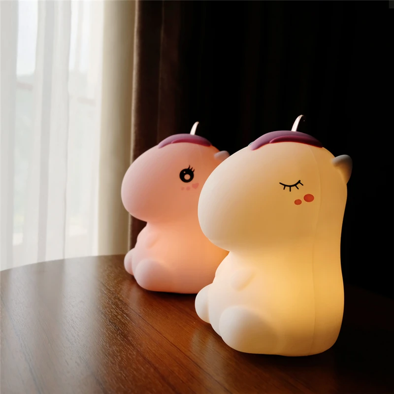 

Cartoon Silicone Unicorns 0.8WLED Touch Sensor Colorful Night Light USB Rechargeable Bedroom Bedside Lamp For Baby Children Gift