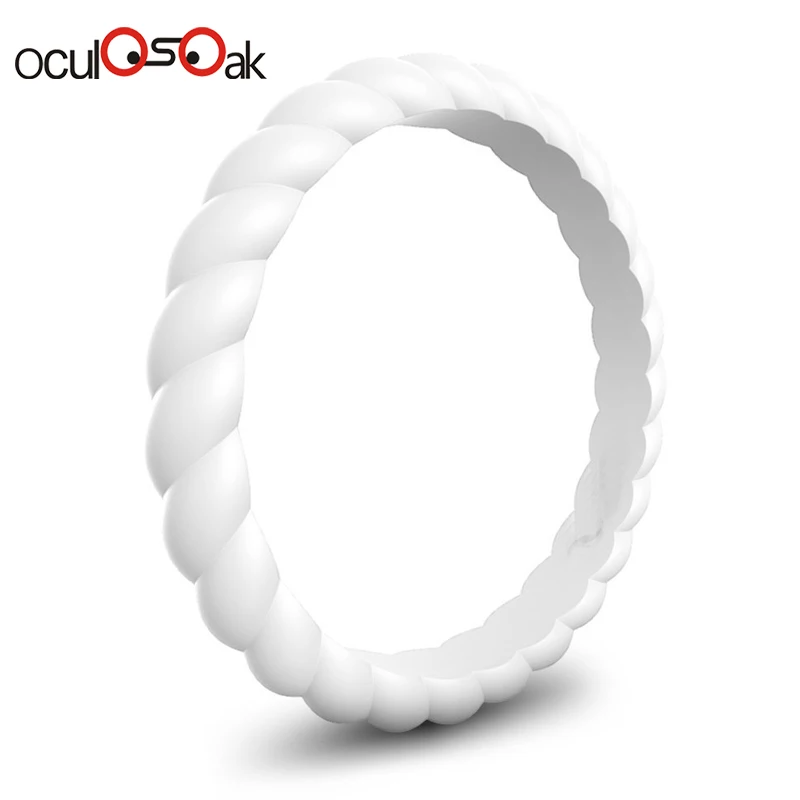 Hot Fashion 3mm Thin Braided Silicone Ring For Women Wedding Rings Sports Hypoallergenic Crossfit Flexible Rubber Finger Ring