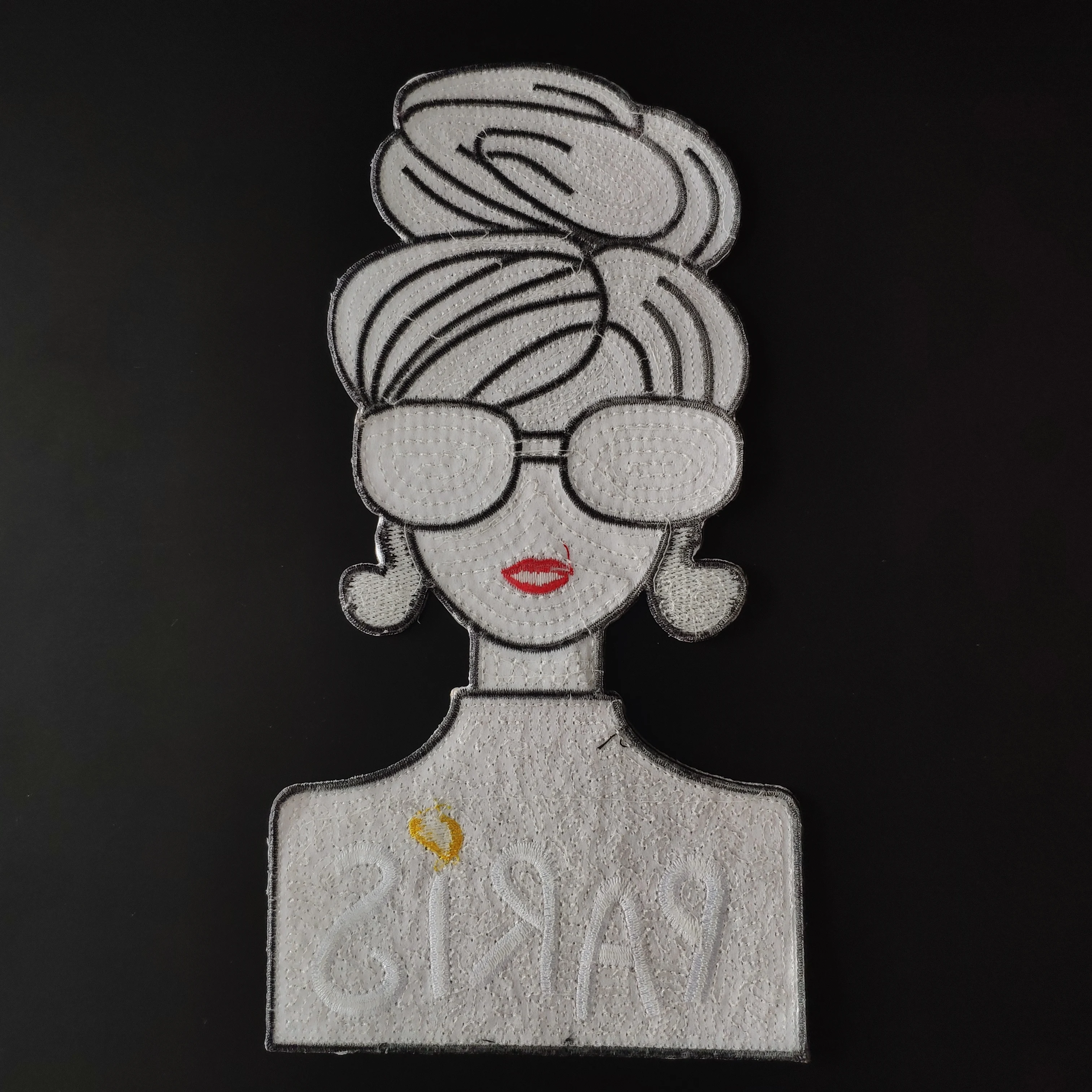 

Patches Sequins PARIS Girl Red Deal With It Clothing Pattern Decoration Fashion Style DIY Large Biker Patch